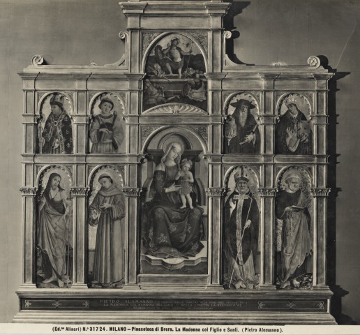 Alinari, Fratelli — Milano - Pinacoteca di Brera. La Madonna col Figlio e Santi. (Pietro Alemanno). — insieme